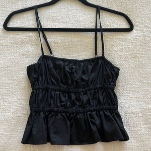 Aritzia Sundeh Black Ruffle Tank